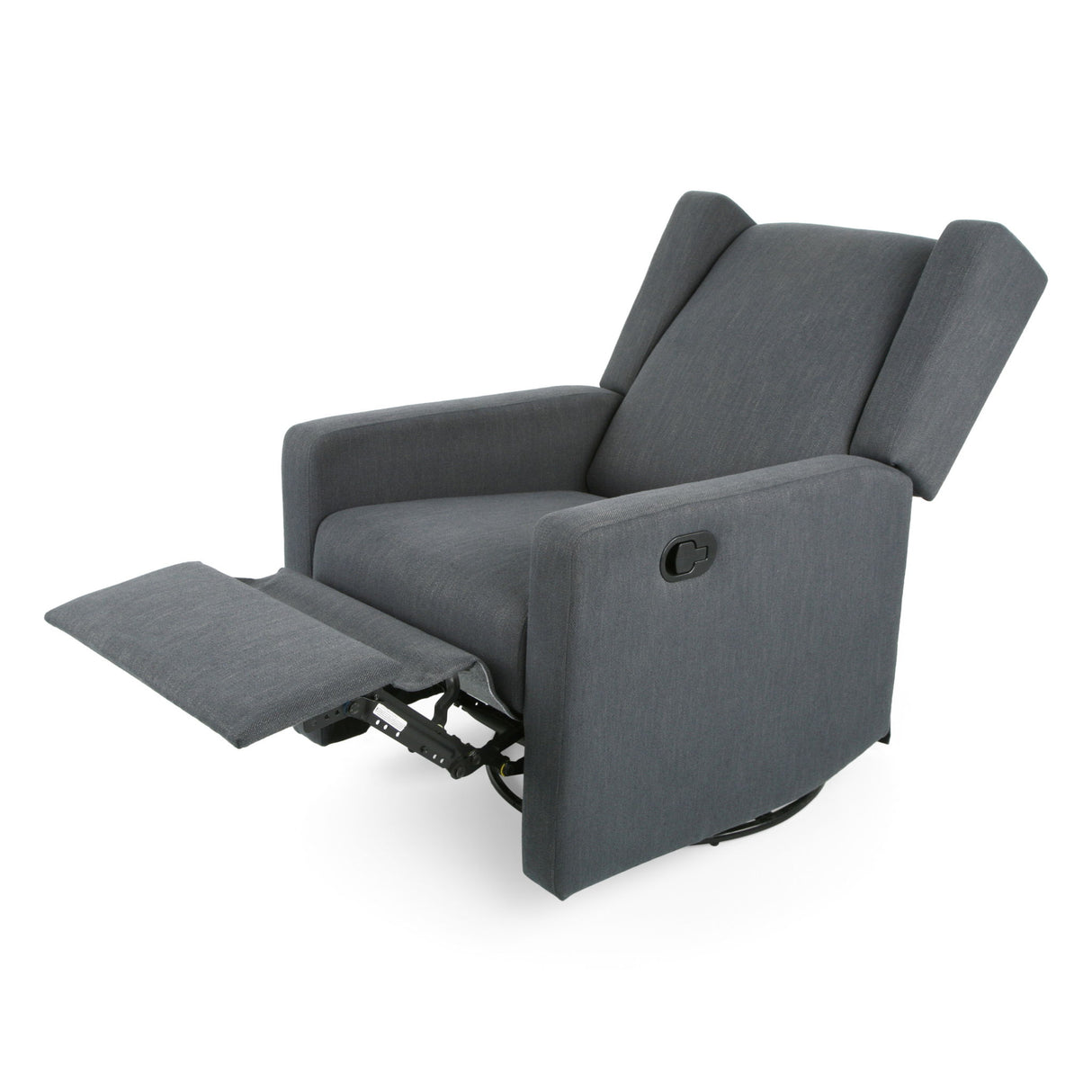 Landau - Contemporary Fabric Upholstered Swivel Recliner - Charcoal