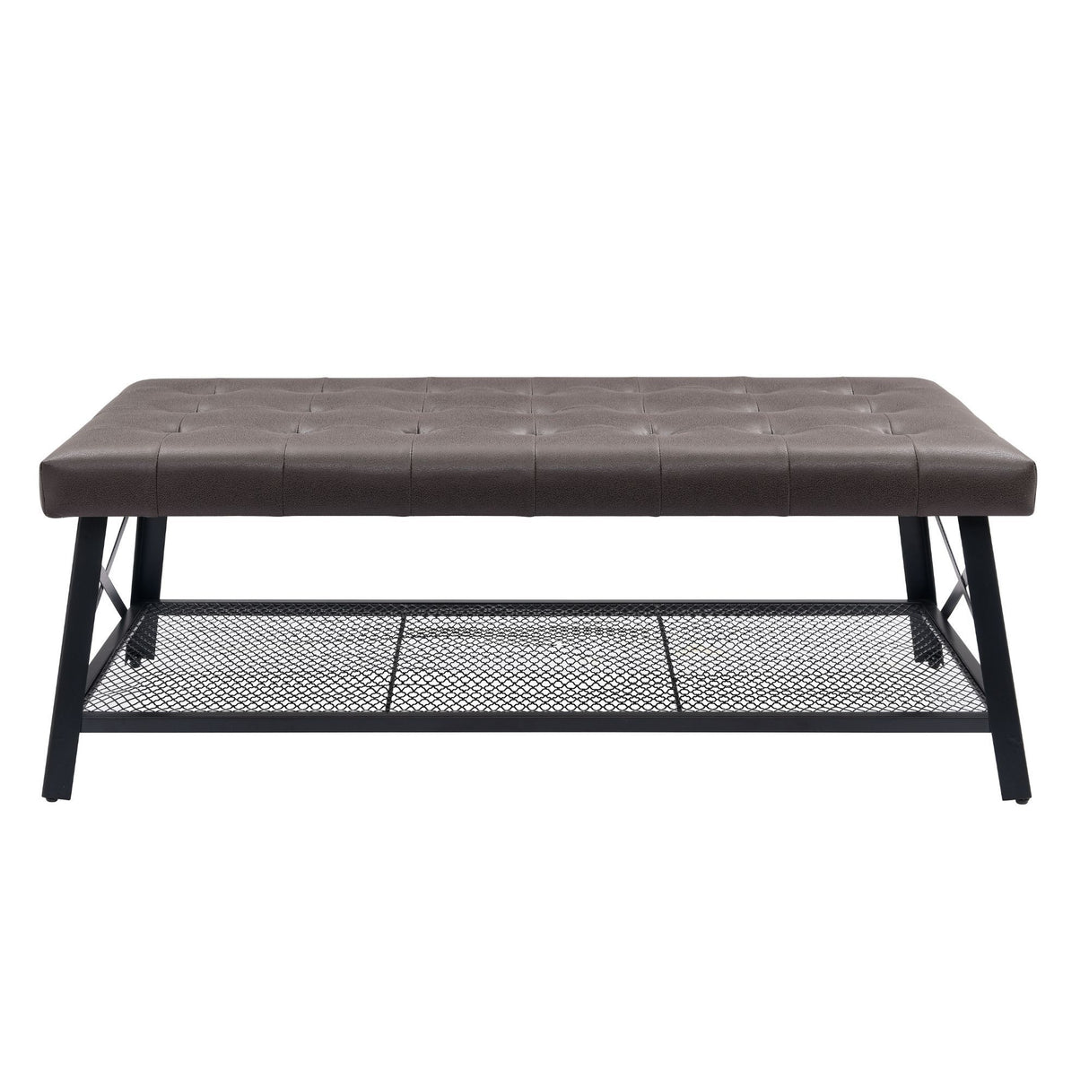 Upholstered Coffee Table With Rack - Dark Brown