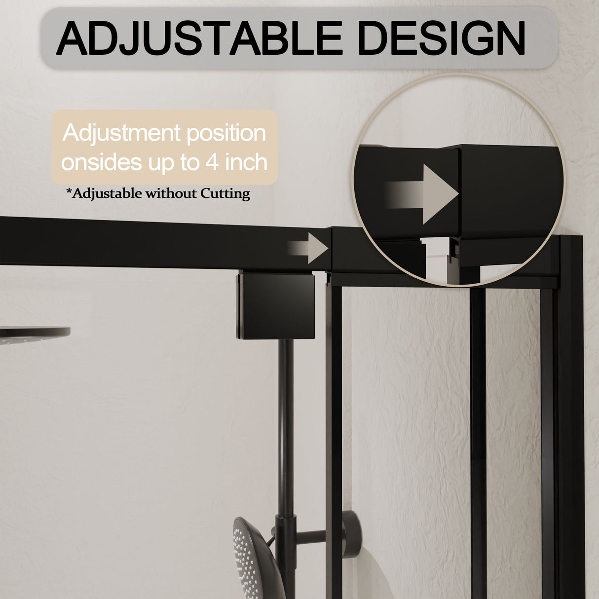 Semi Frameless Pivot Hinged Shower Door, Reversible Design