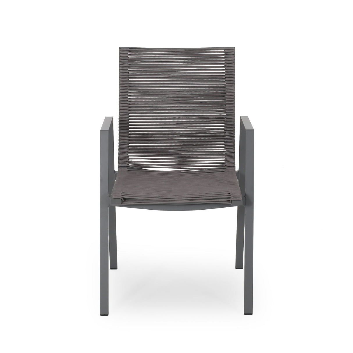 Outdoor Modern Aluminum Dining Chair Set With Rope Sea (Set of 2)