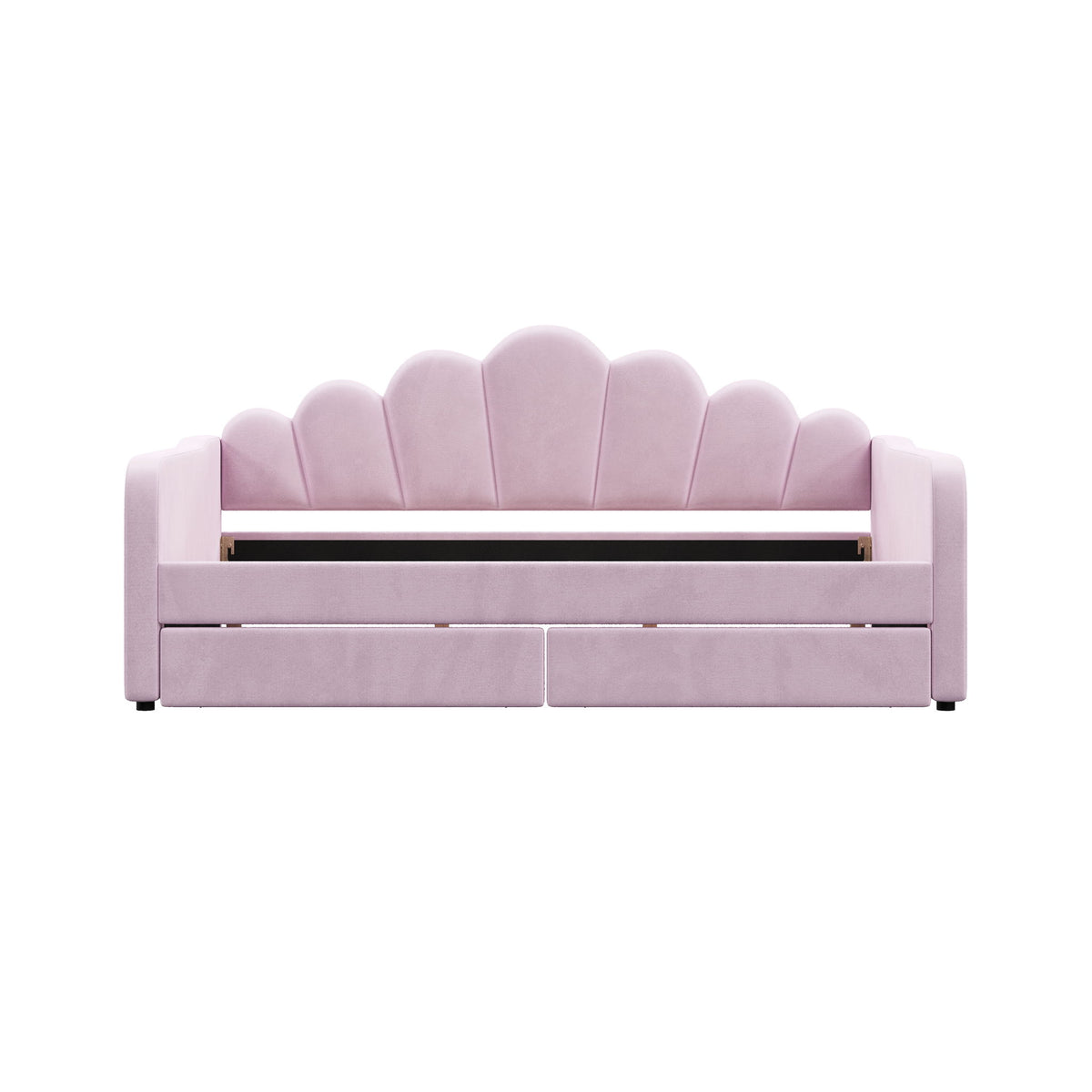 Shell Shaped Upholstered Daybed Frame With Slats