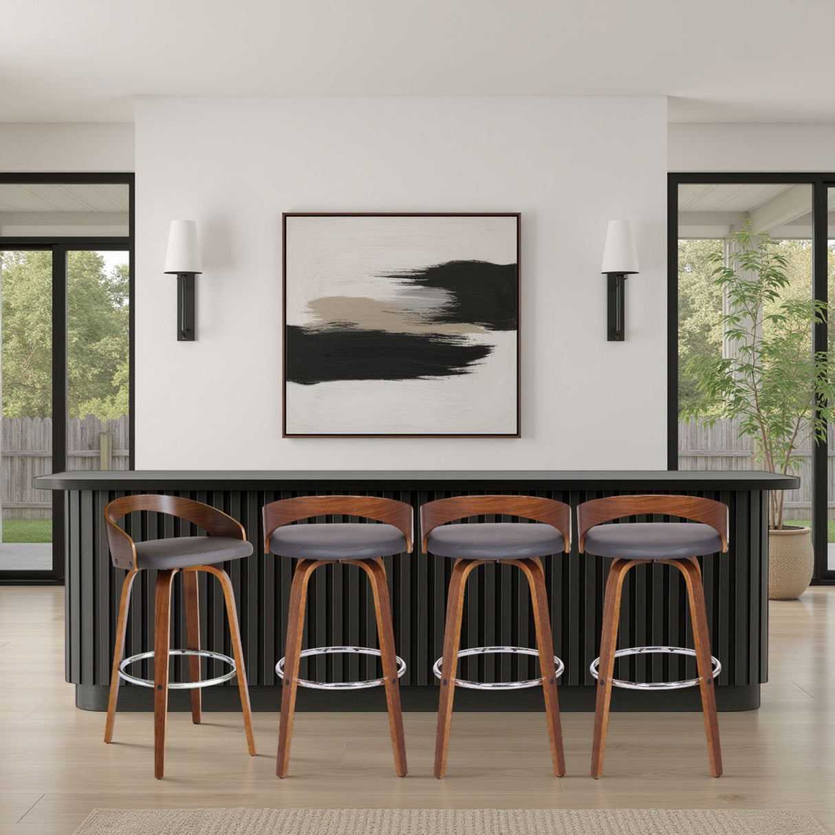 Sonia - 30" Bar Height Swivel Bar Stool - Walnut Wood
