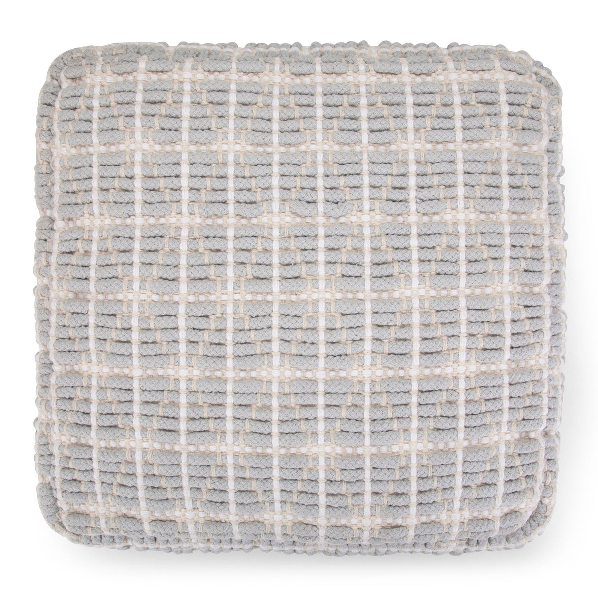 Noreen - Square Pouf - Light Blue / White