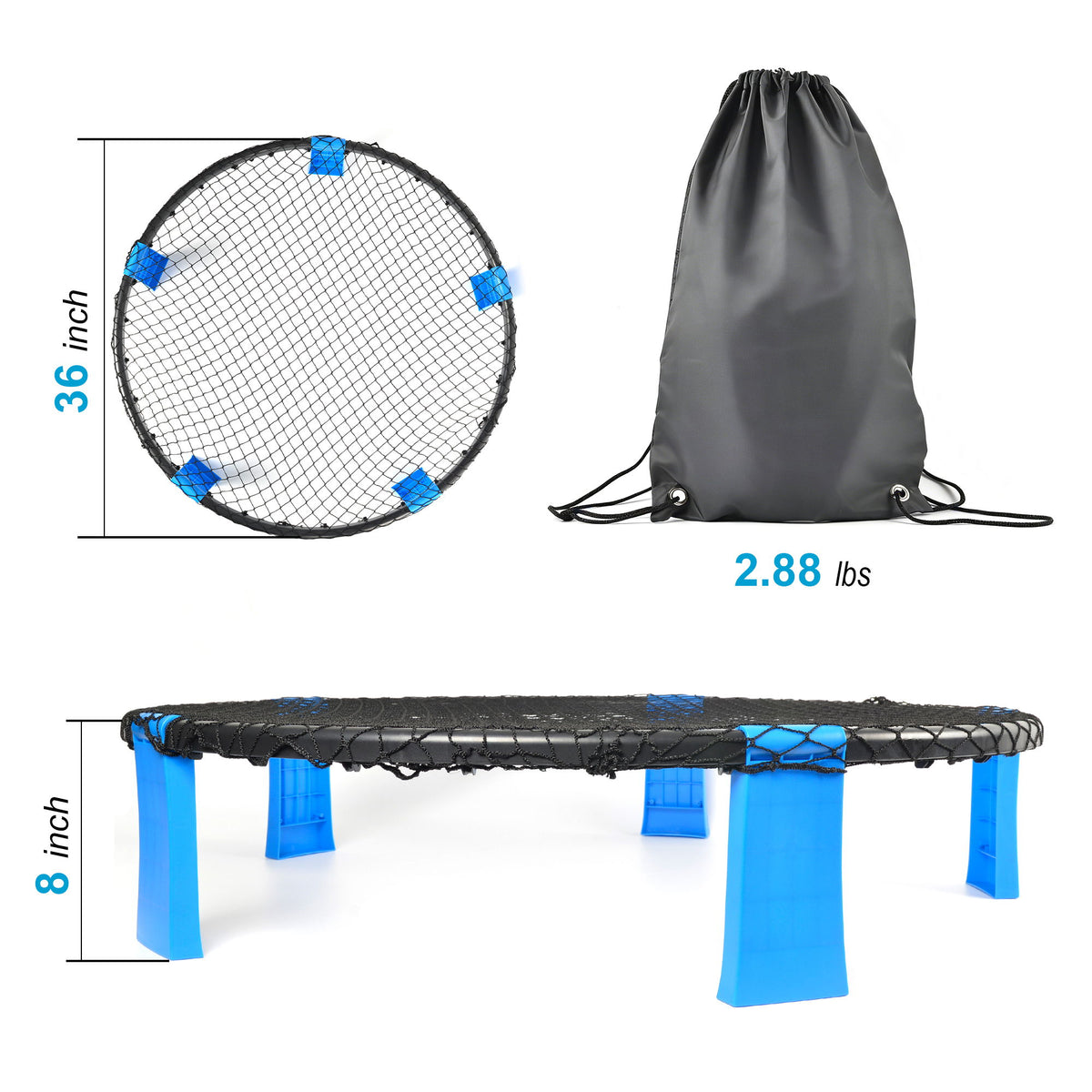Outdoor Roundnet Game Set With 2 Balls, Sturdy Net And Carry Bag