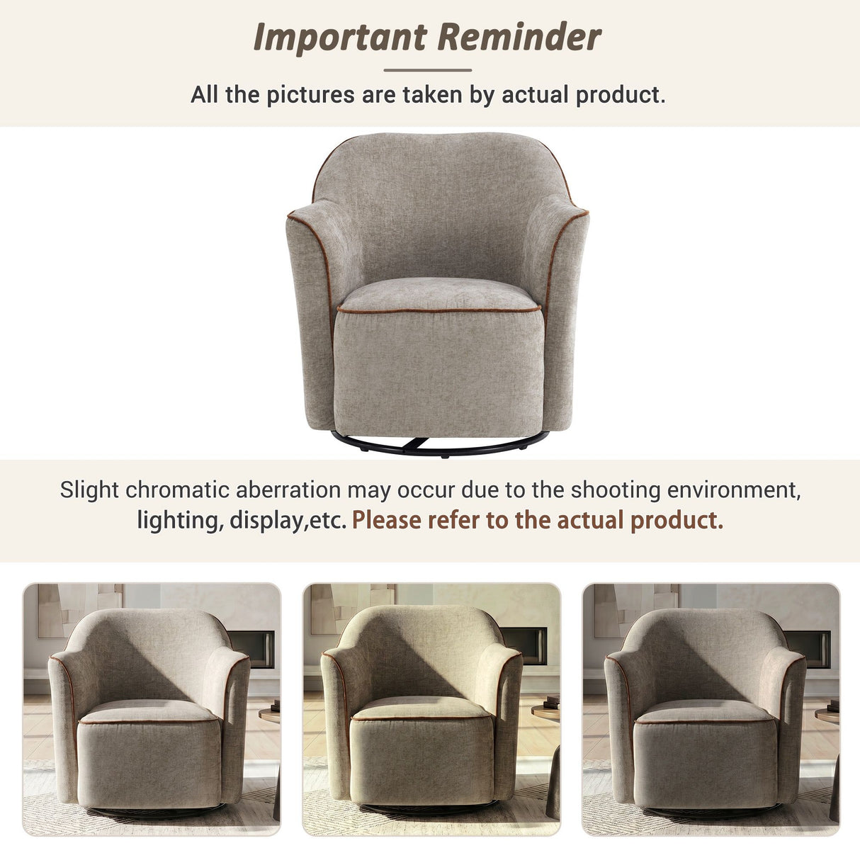 360° Swivel Accent Chair With Flared Arms