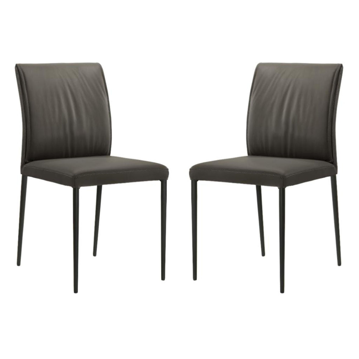 Meriam - Full Back Top Grain Leather Upholstered Metal Dining Chairs (Set of 2)
