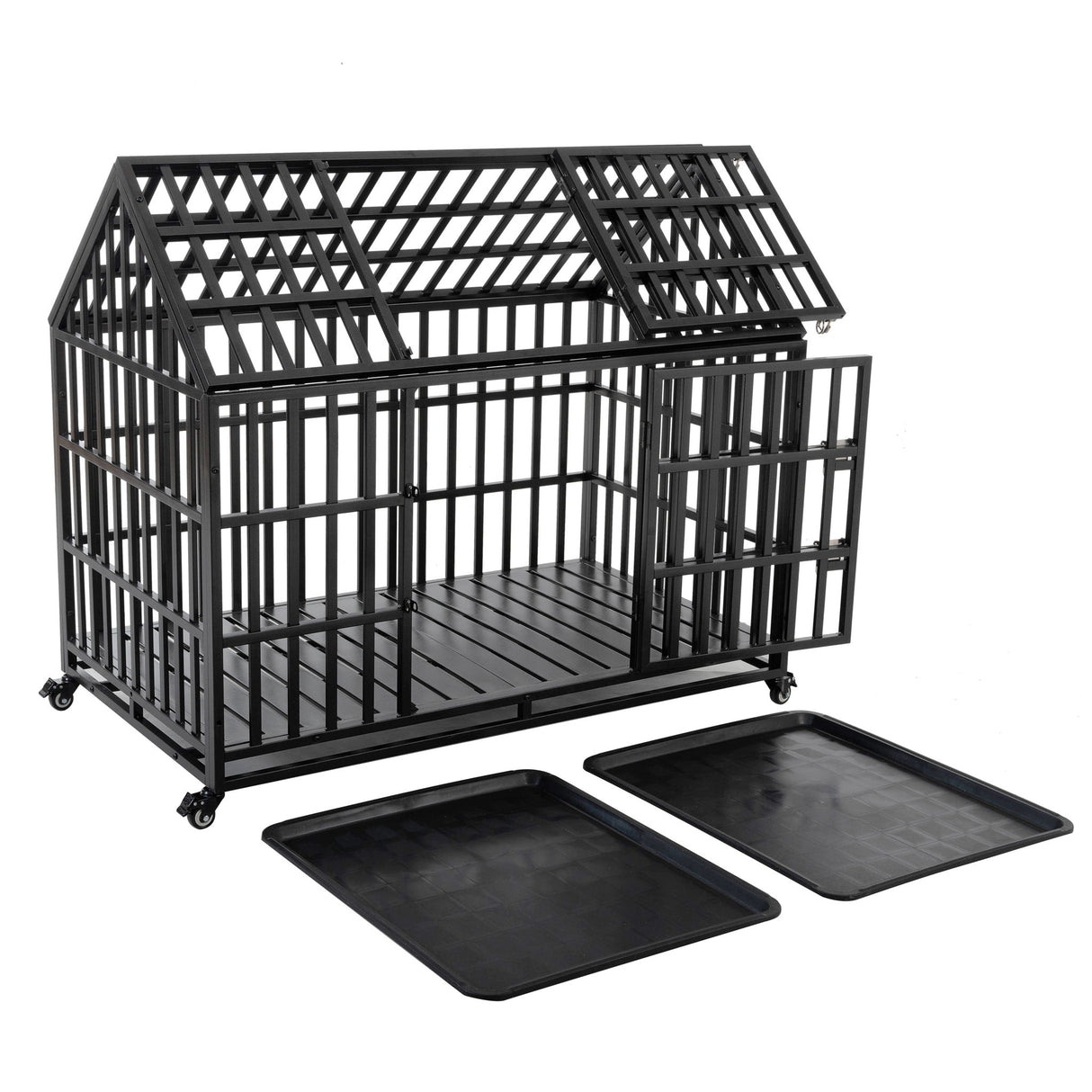 Heavy Duty Dog Crate Lockable Wheels