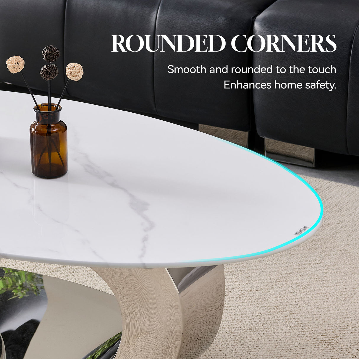 Oval Coffee Table With Geometric Precision