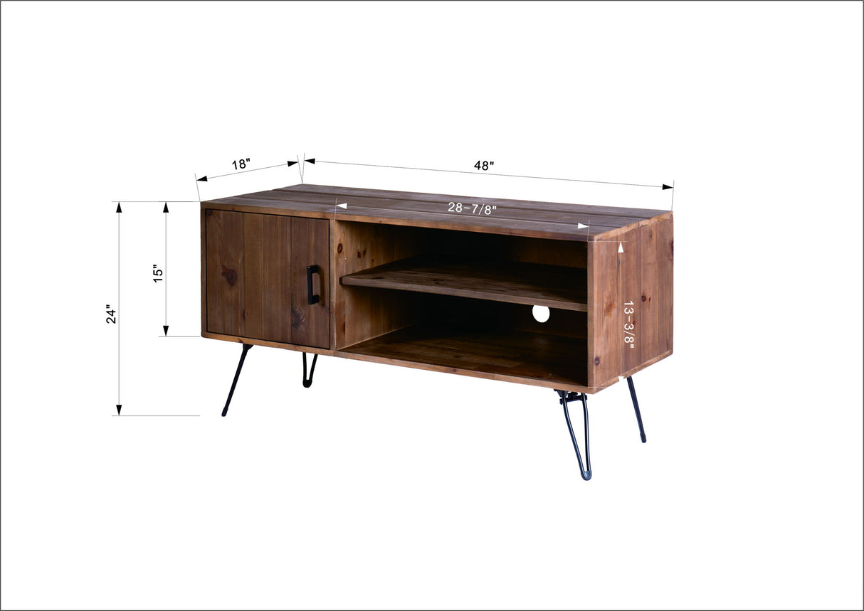 Simple, Modern, Vintage Reclaimed Wood TV Stand Media Table For Living Room - Natural - TV Stands - Alpine Outlets