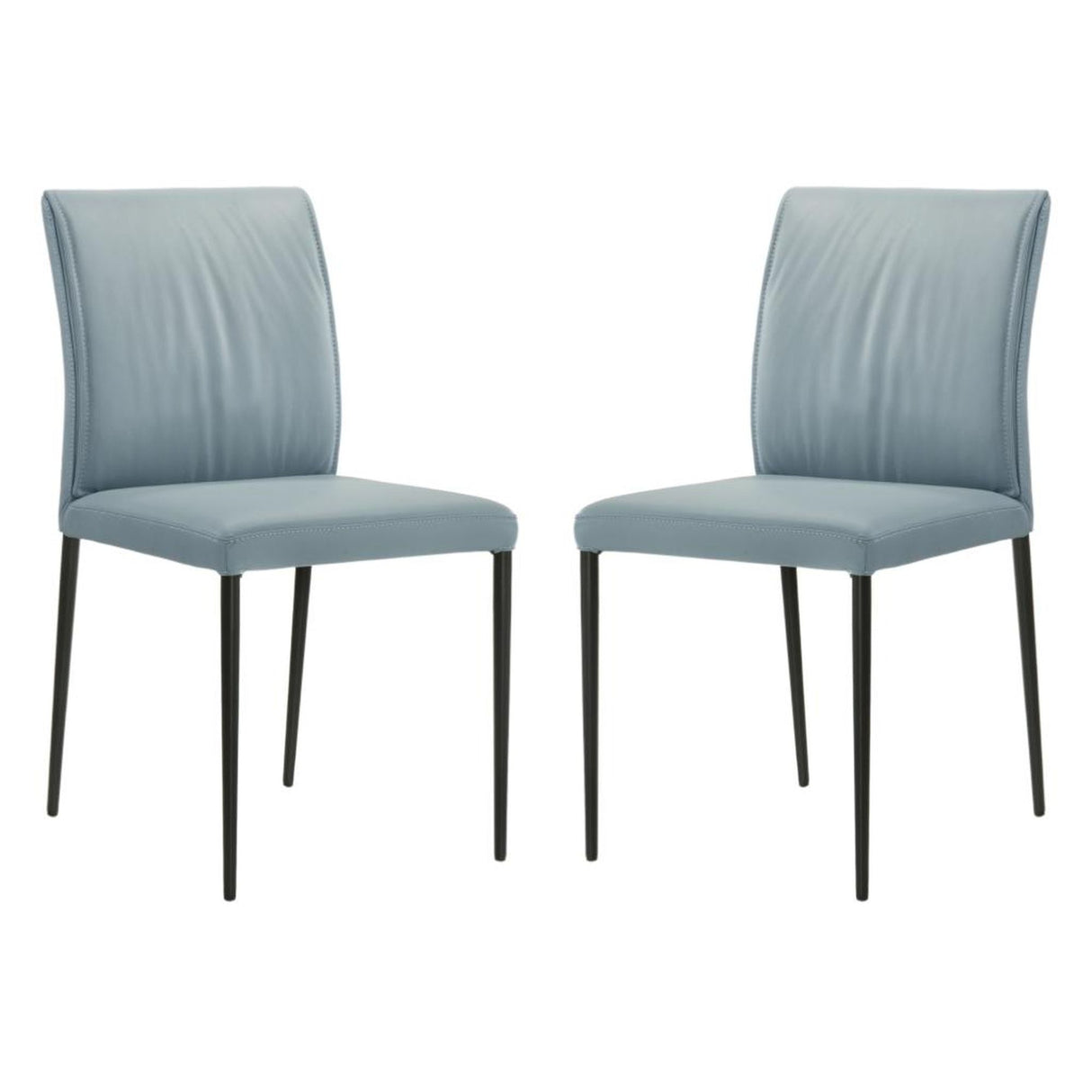 Meriam - Full Back Top Grain Leather Upholstered Metal Dining Chairs (Set of 2)