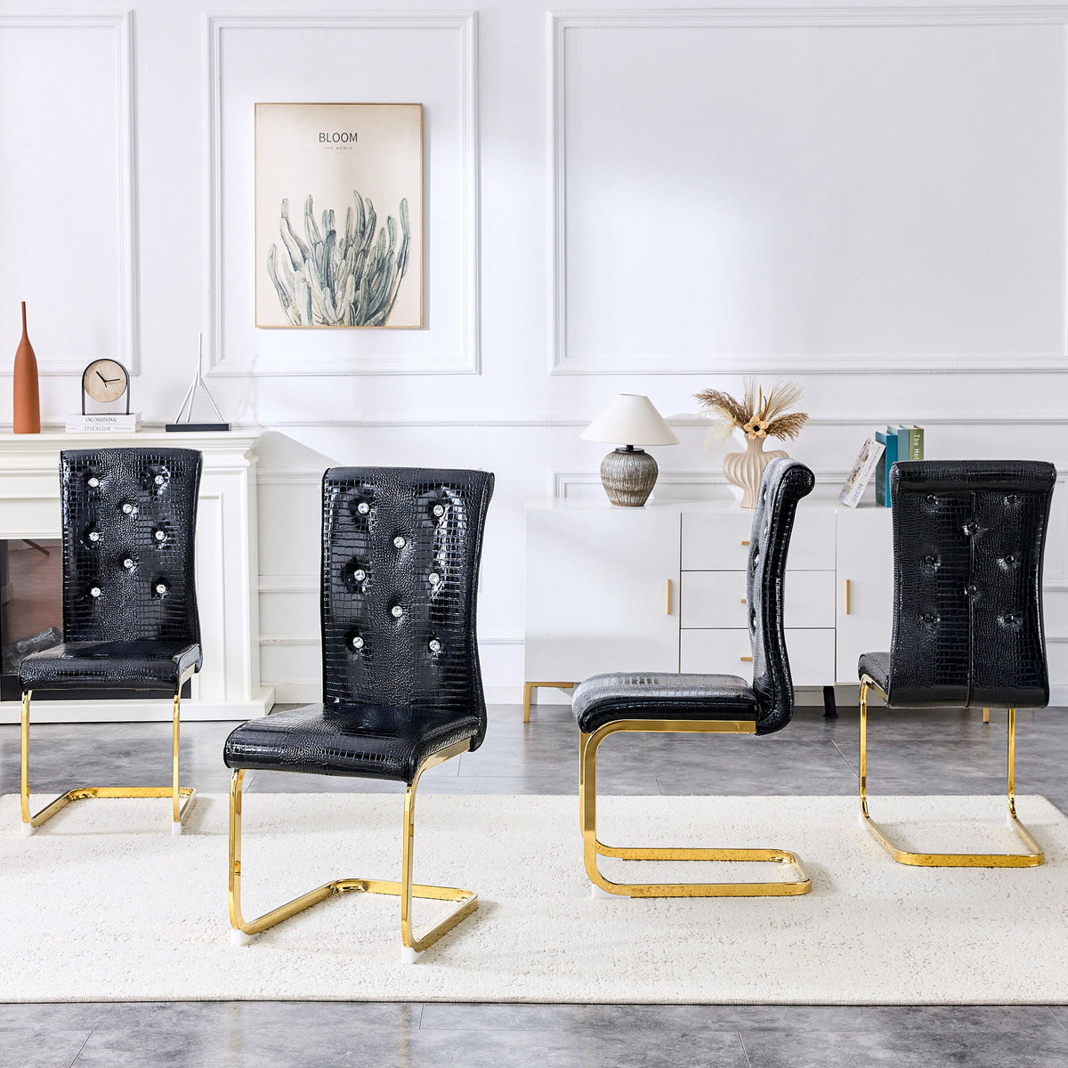 Elegant Design Alligator Skin Upholstered Dining Chairs