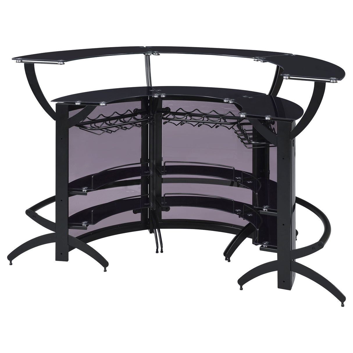 Elaina - 3 Piece Curved Freestanding Home Bar - Black