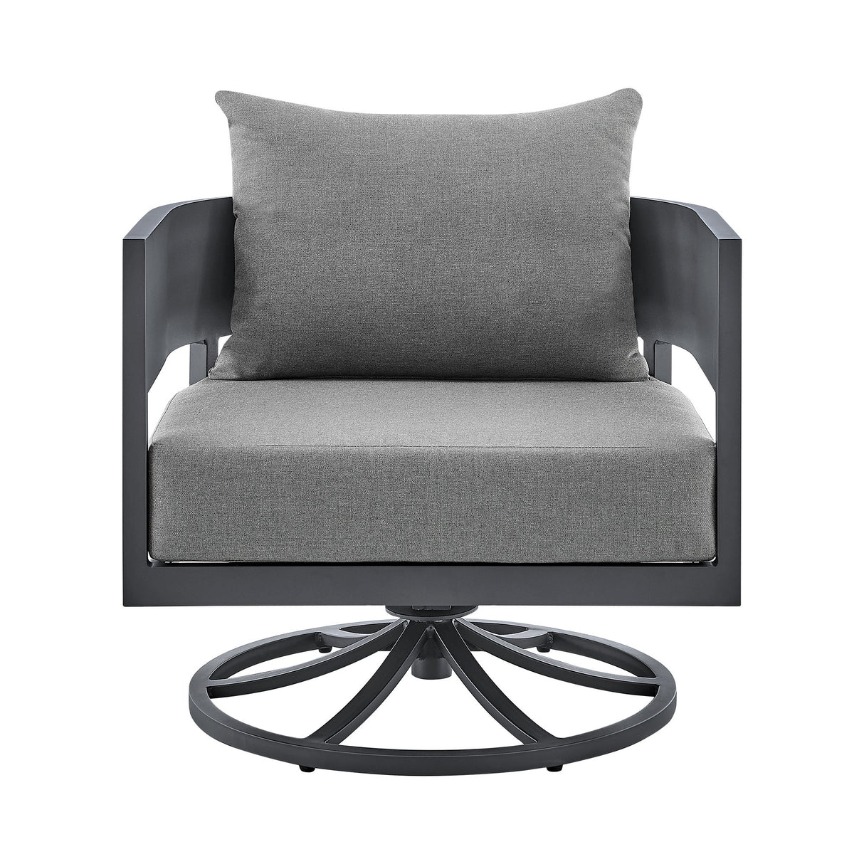 Argiope - Outdoor Patio Swivel Rocking Chair - Gray Aluminum With Cushions