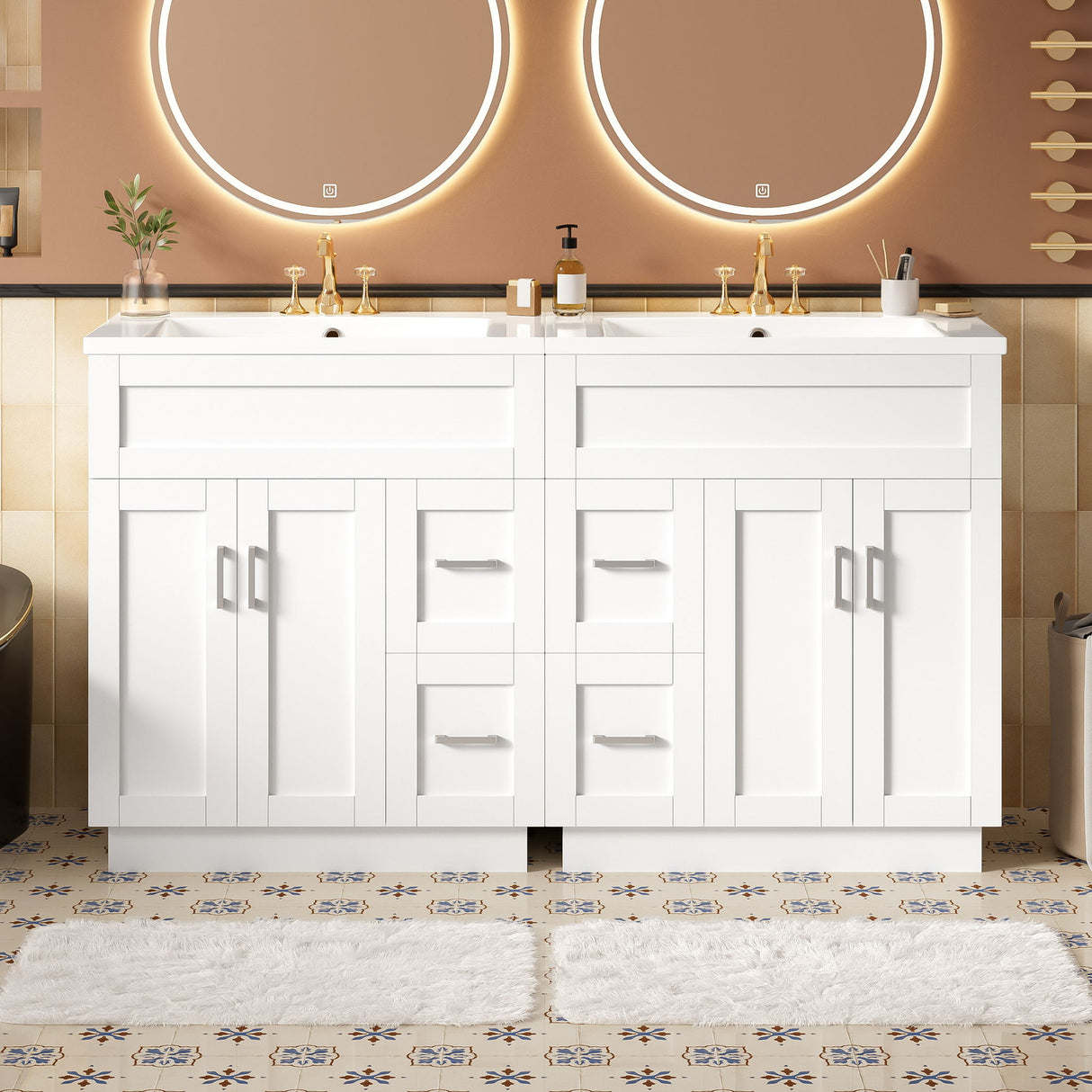 Bathroom Vanity With 2 Doors, 2 Drawers, Adjustable Shelf, Hidden Slides & Soft Close Hinges