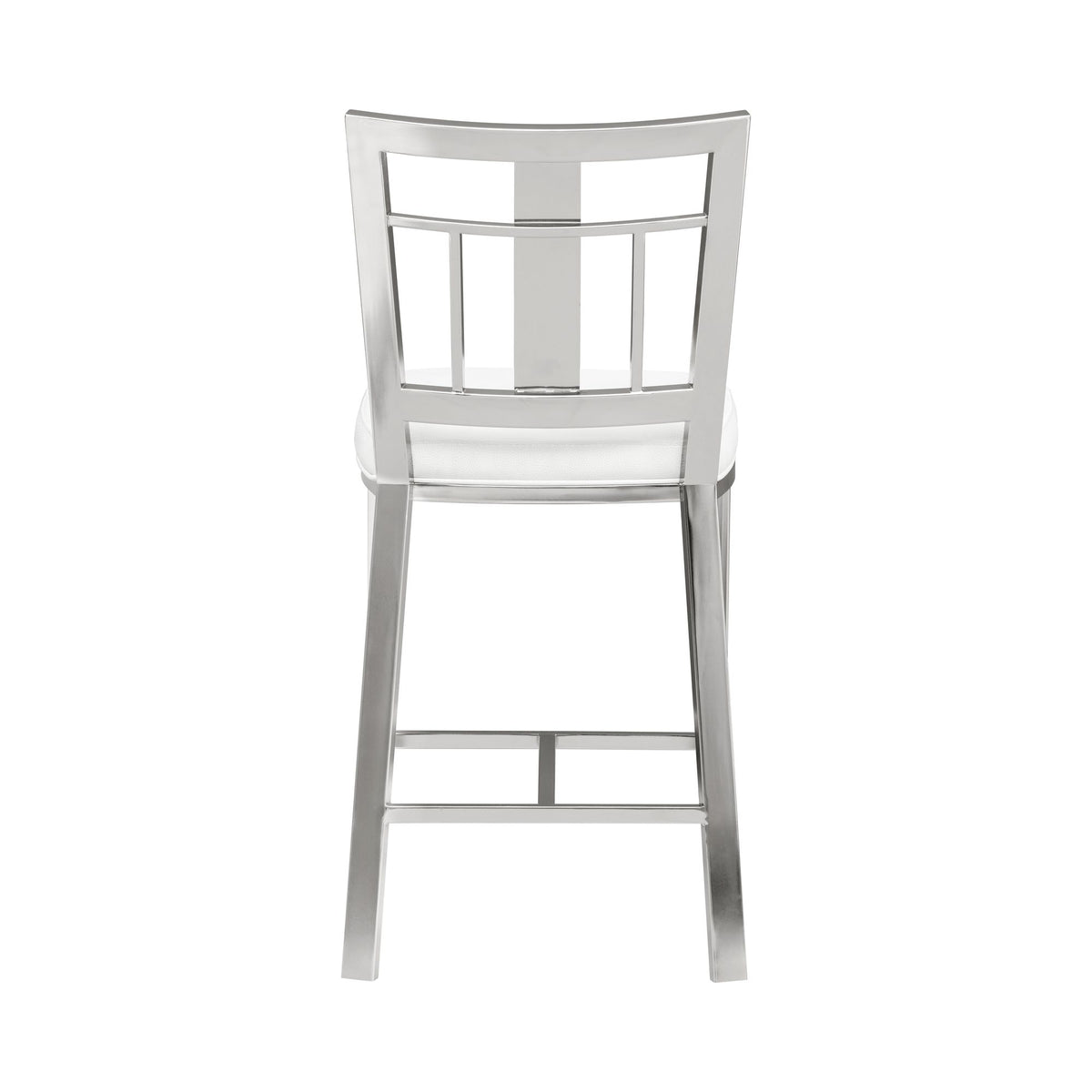 Celina - Counter Height Open Back Metal Barstool With Faux Leather Seat - White