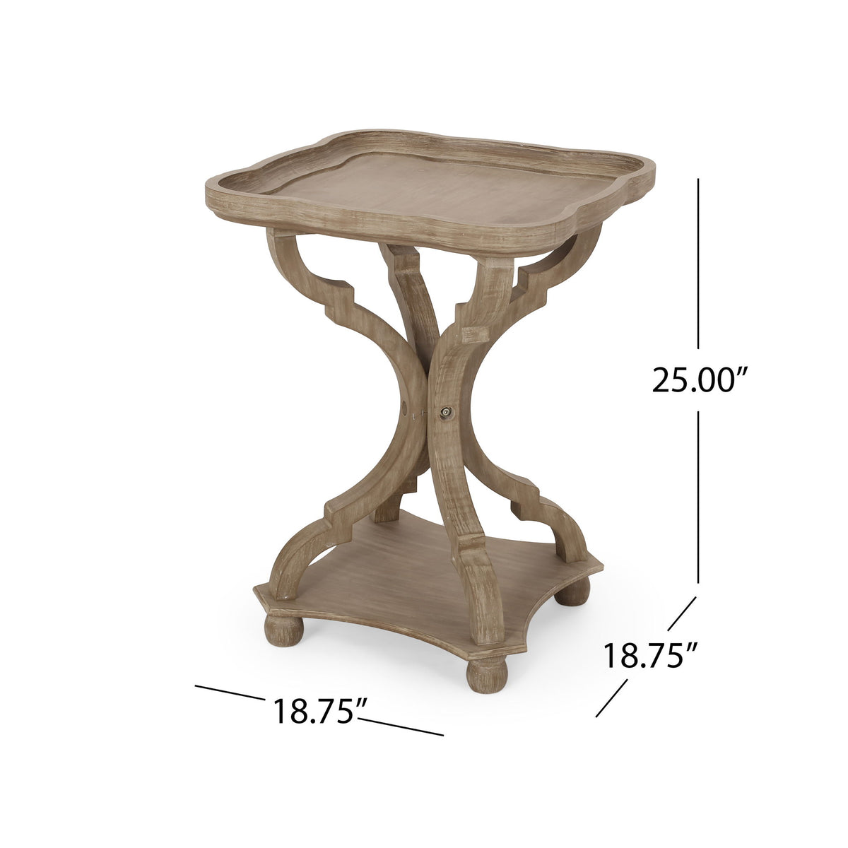 French Country Accent Table With Hourglass Design - Natural