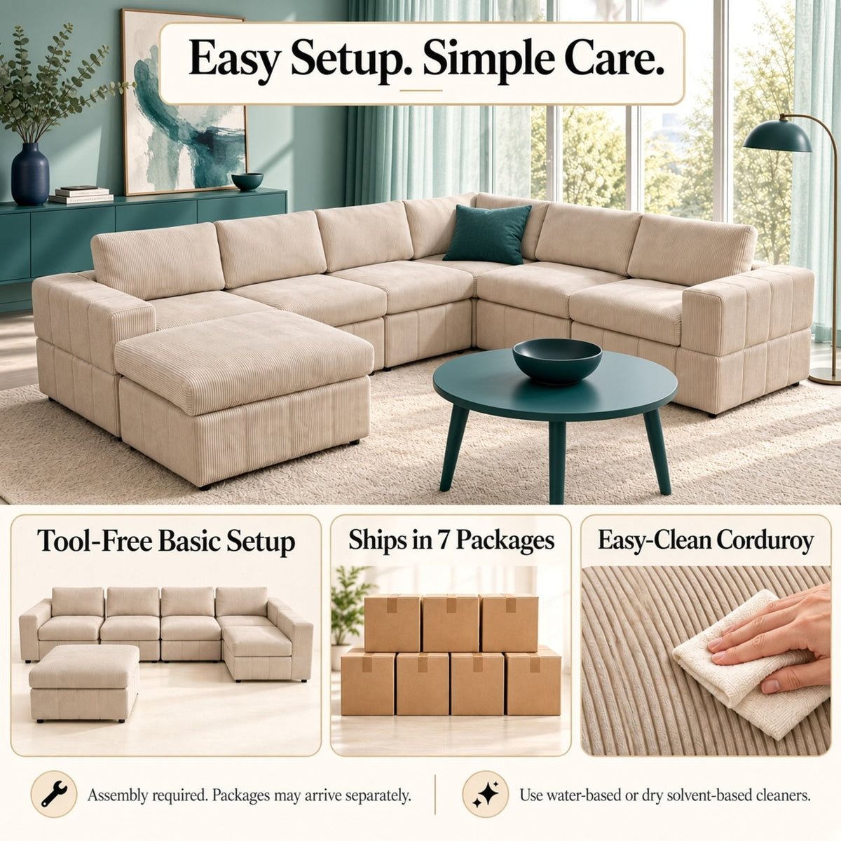 Modular Sectional Sofa, Reversible Set
