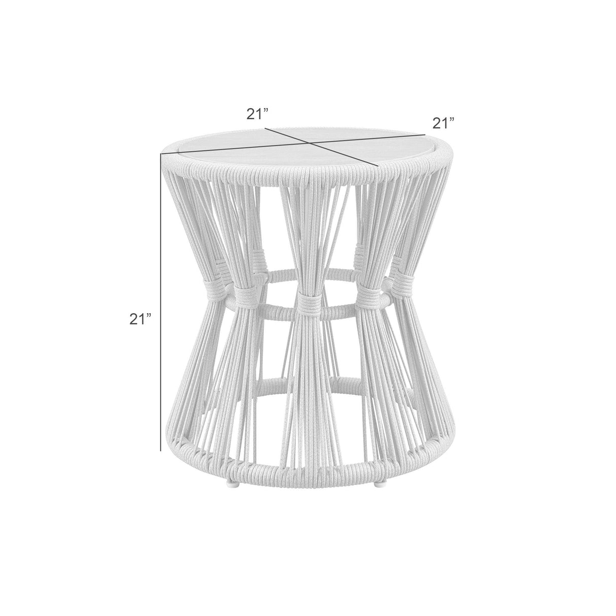 Breeze - Powder Coated Metal Round Outdoor Side Table With Sintered Stone Table Top - Cream
