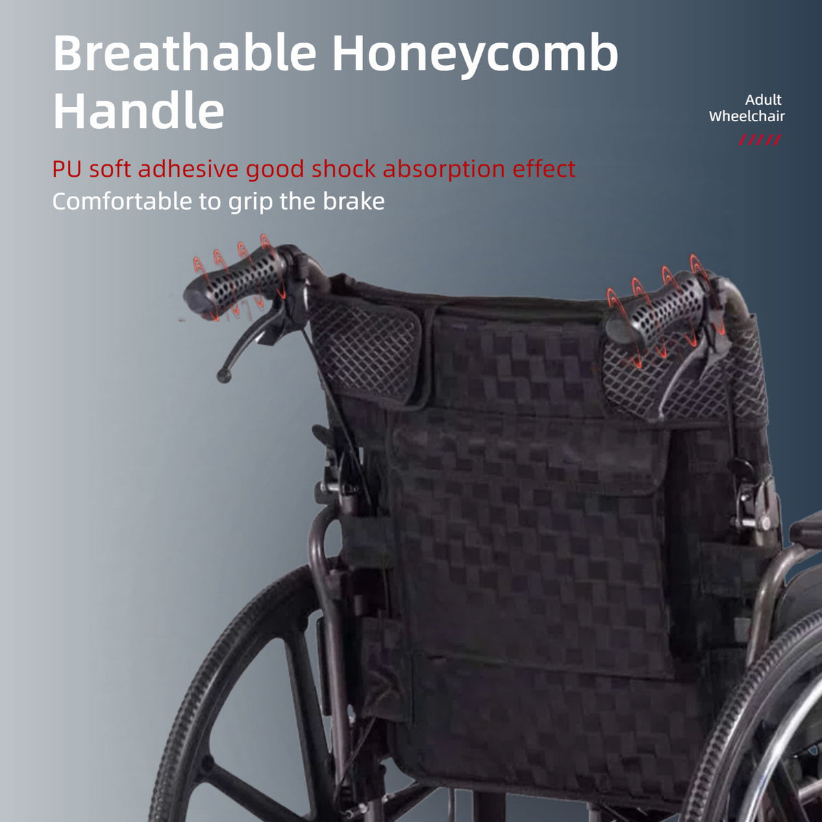 Lightweight Wheelchair Foldable For Adults, Manual Transport Chair With Double Brakes