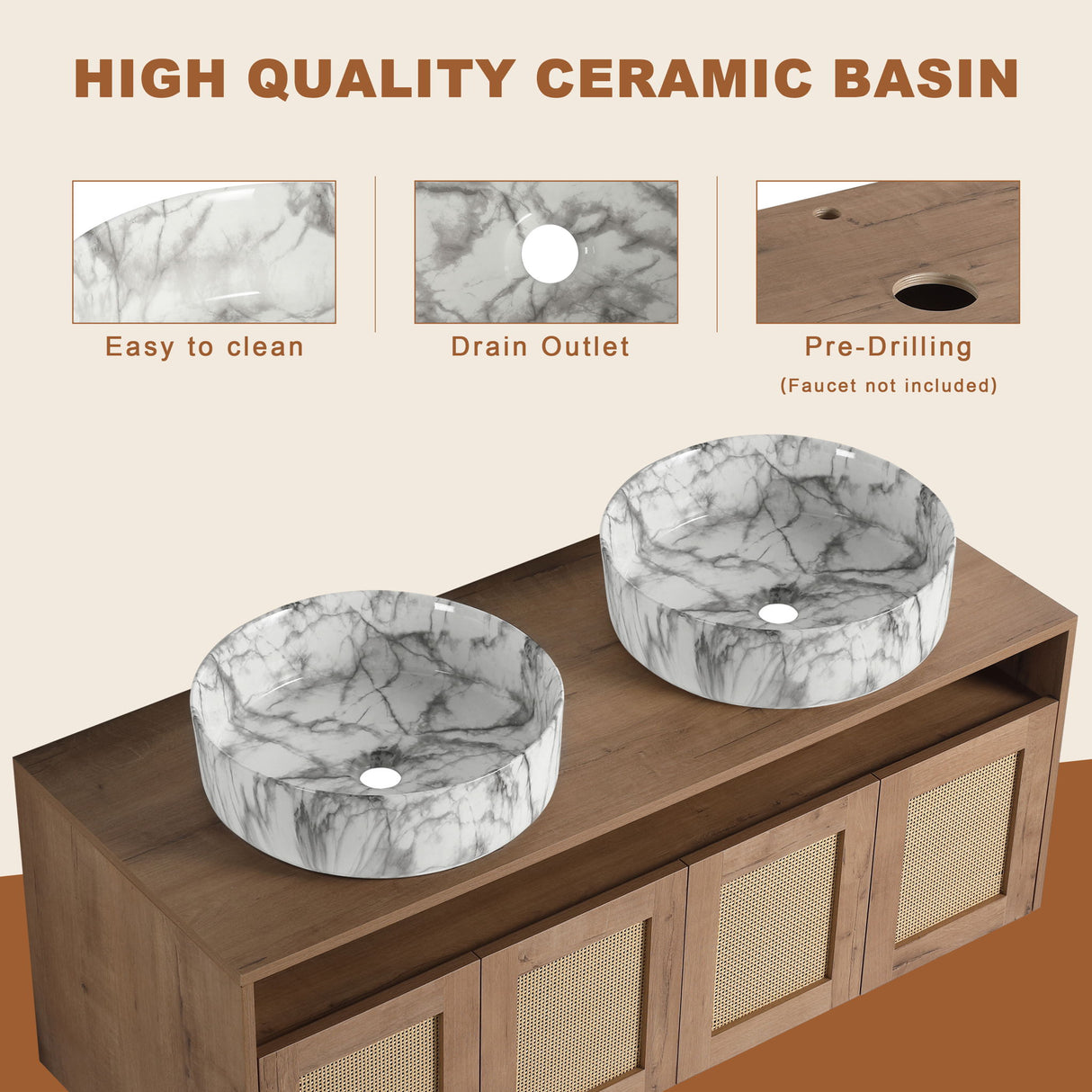 Bathroom Vanity & Art Sink And Side Cabinet, Float Mounting Design