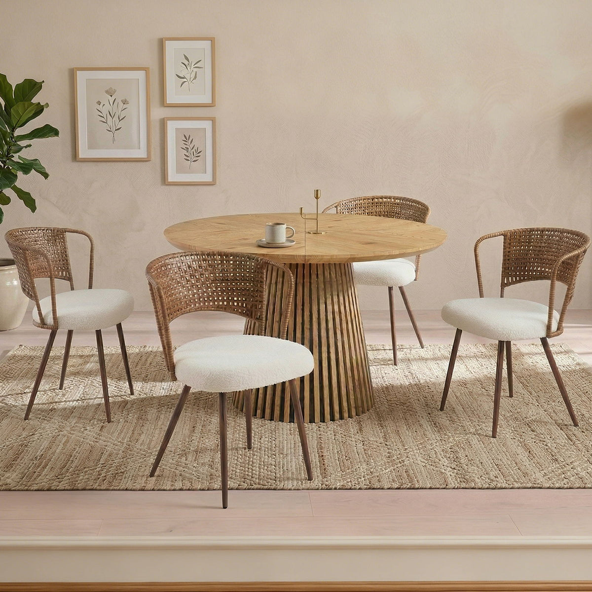 Farmhouse Style Wicker Dining Chair