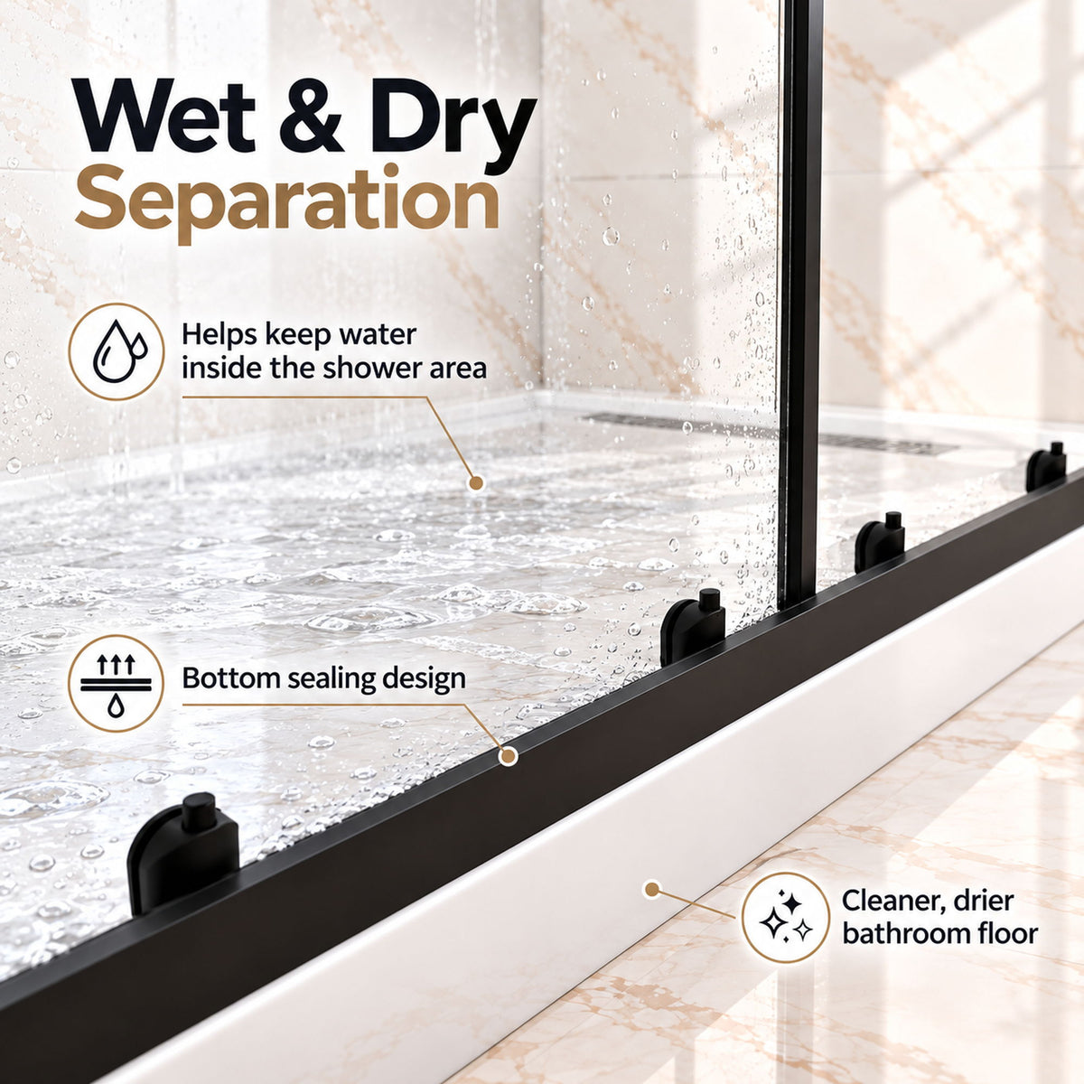 Framed Double Sliding Shower Door With Dual Handles