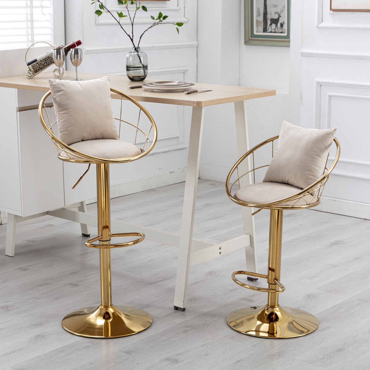 Unique Design Bar Chair, 360 Degree Rotation, Adjustable Height, Suitable For Dining Room And Bar