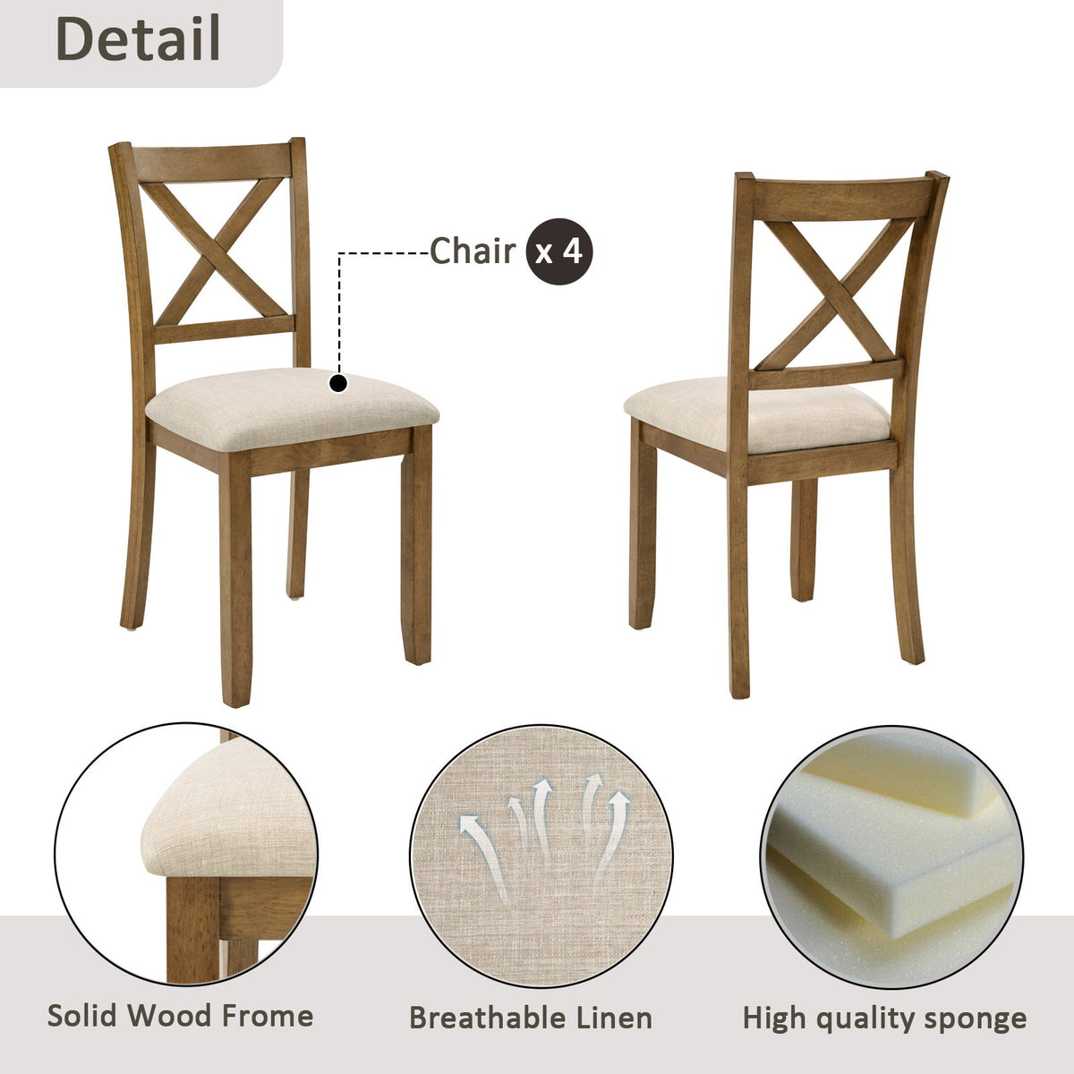 5 Piece Counter Height Dining Table Set With 4 Chairs