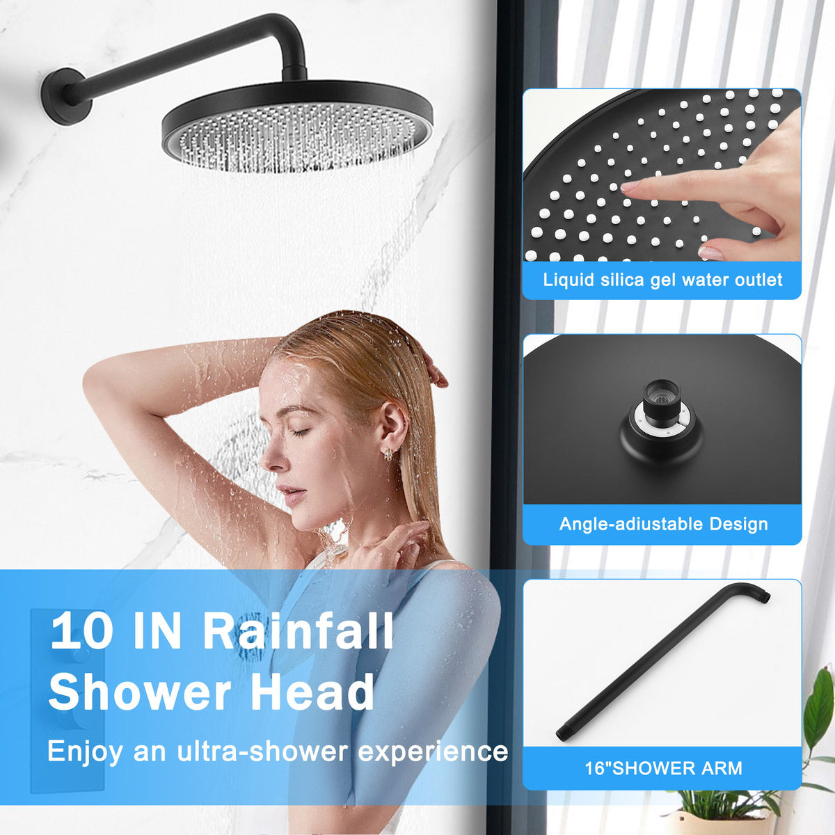 10" Shower System Set With Control Valve And Overhead Shower