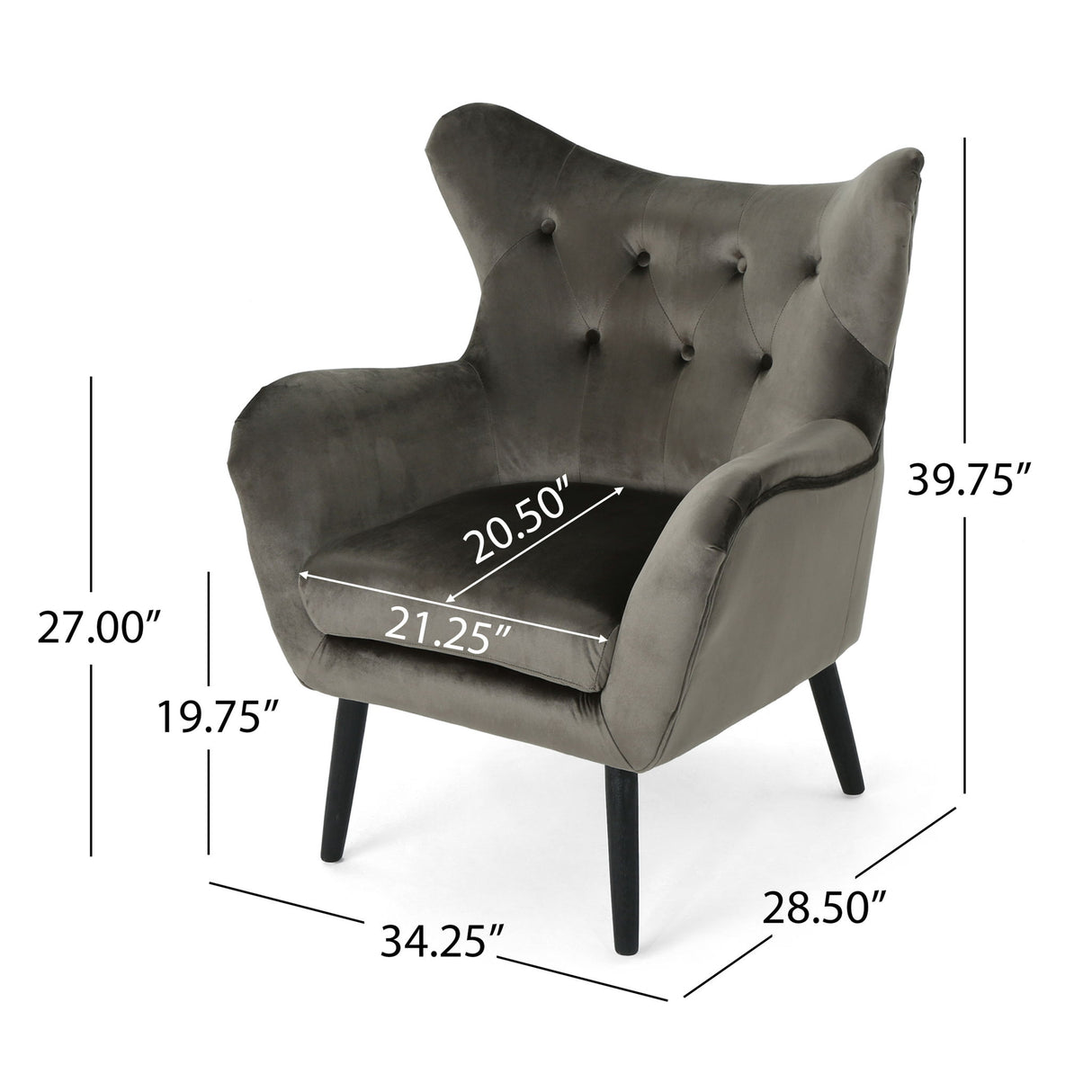 Alyssa - Mid Century Upholstered Arm Chair With Wingback Design