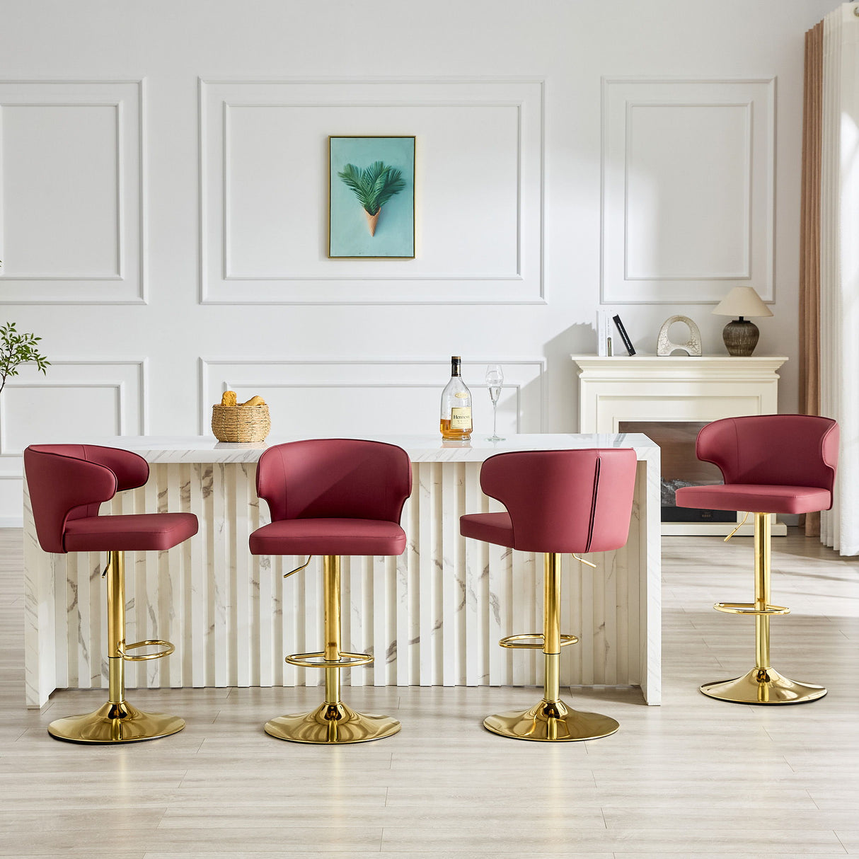 Adjustable Swivel Bar Chair With High Back Support