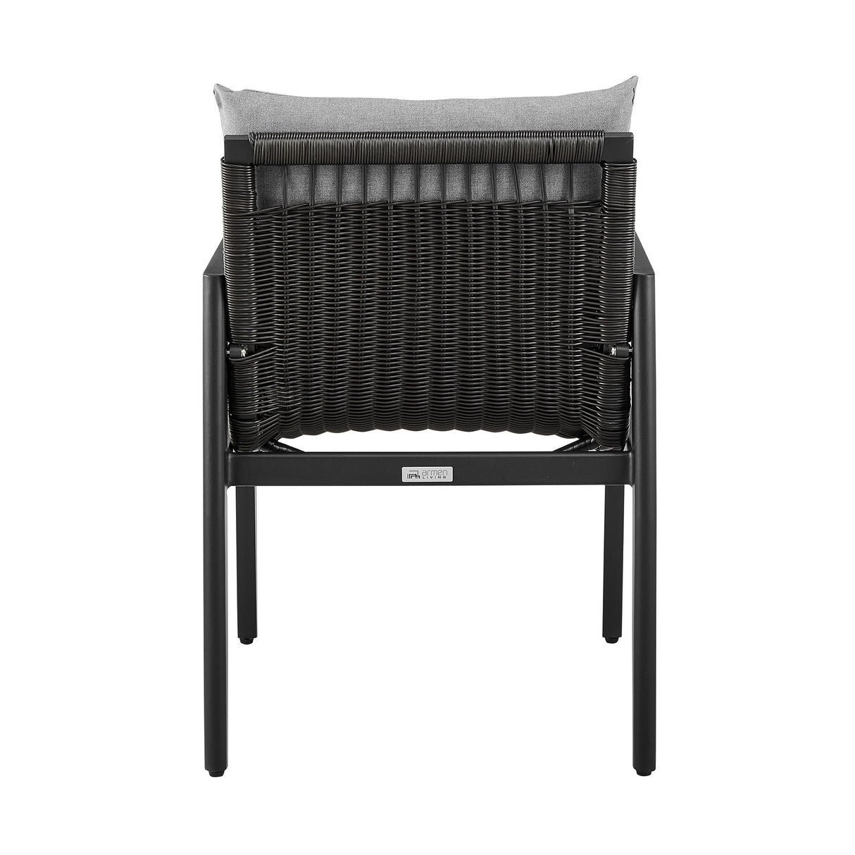 Cayman - Outdoor Patio Dining Chairs With Arms In Aluminum With Gray Cushions - (Set Of 2)