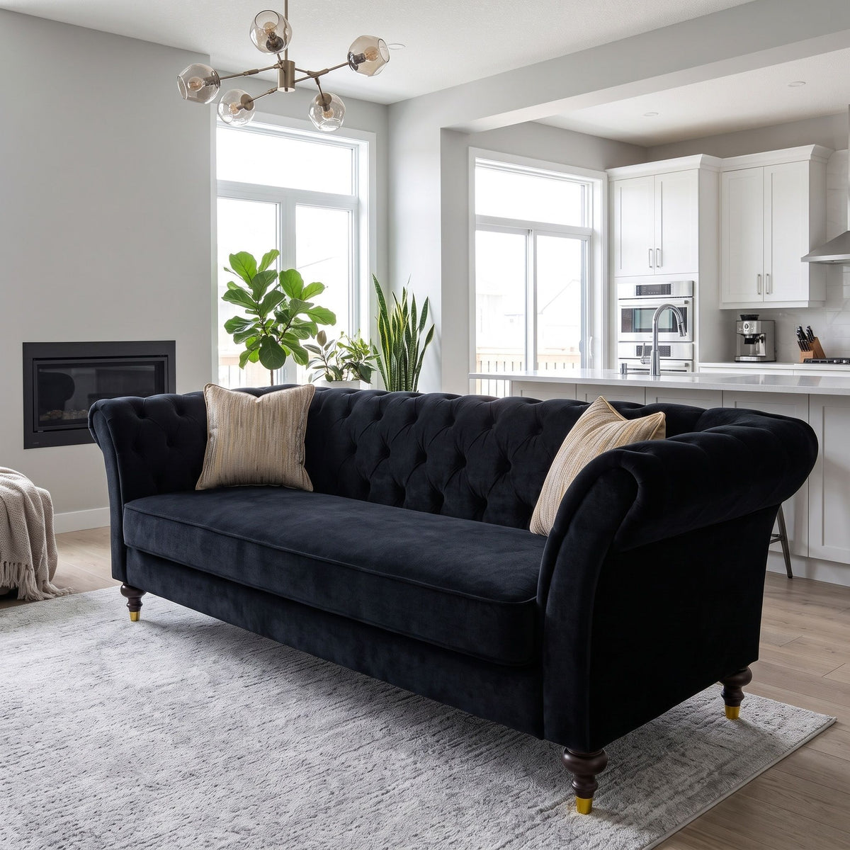 Chesterfield Sofa, 3 Seat Couch With Deep Button Tufted Back, Rolled Arms