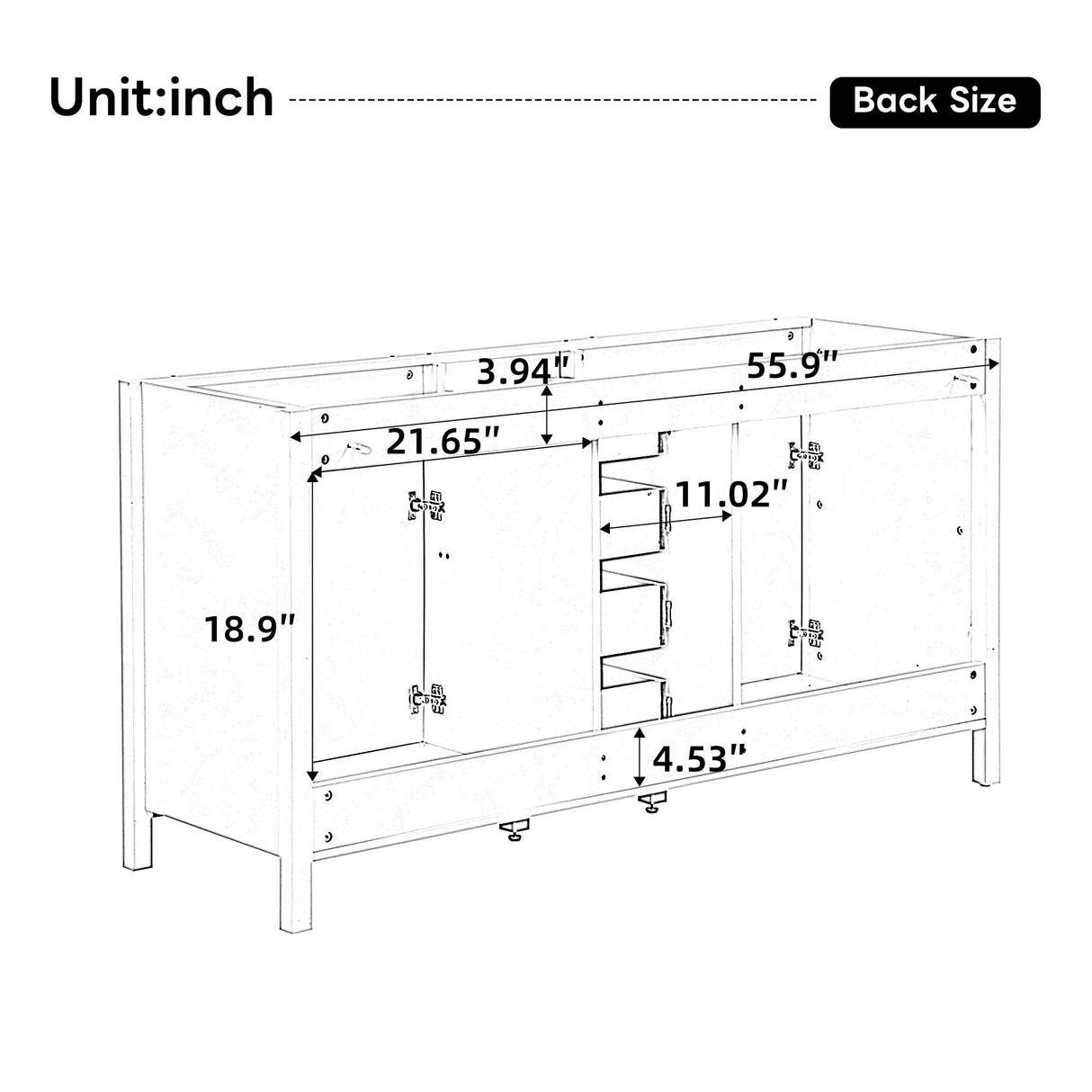 59.1" Minimalist Double Sink Bathroom Vanity With Top, Soft Close Doors & Drawers - White