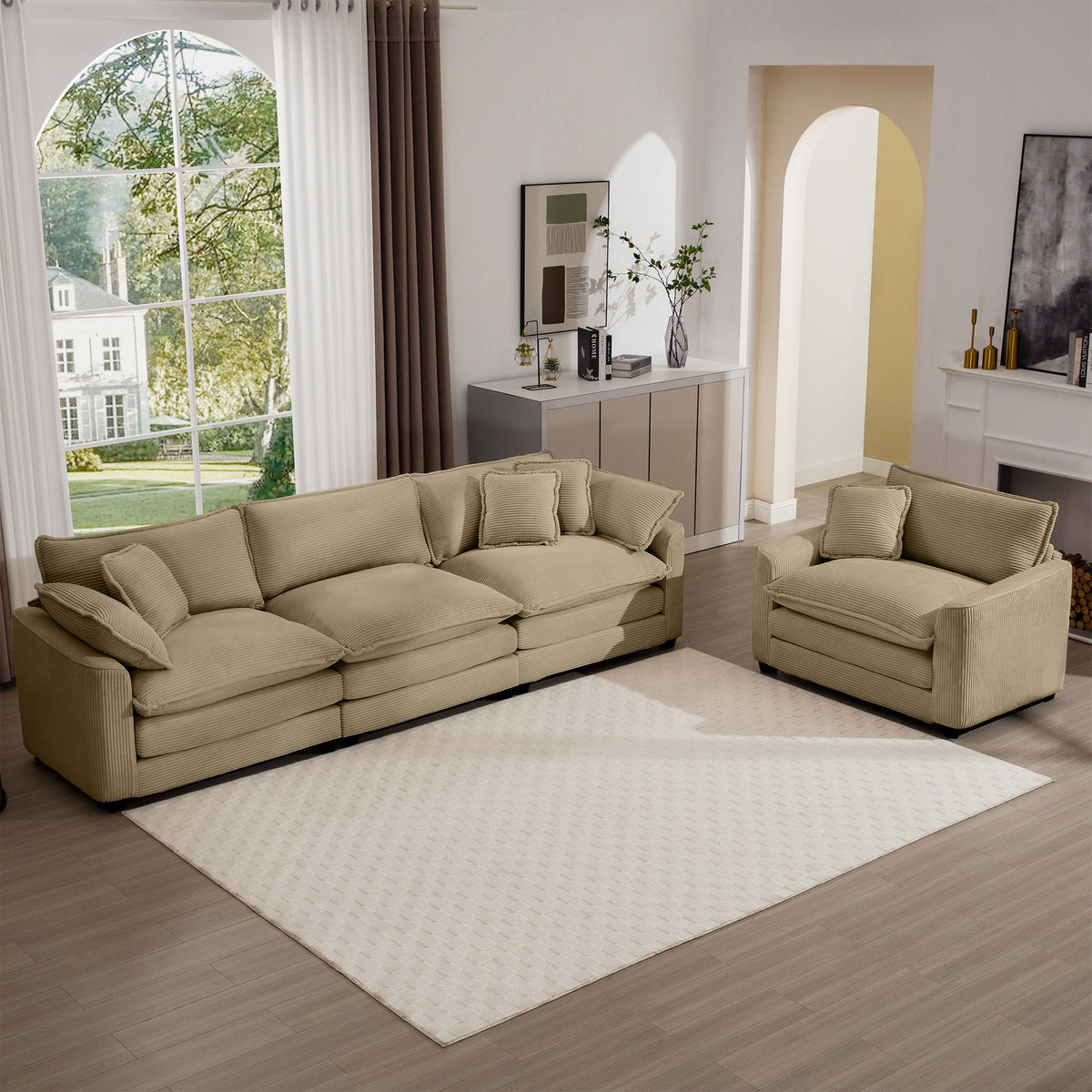 Elegant Oversized Sectional Sofa Set With Deep Seats And Flexible Layout