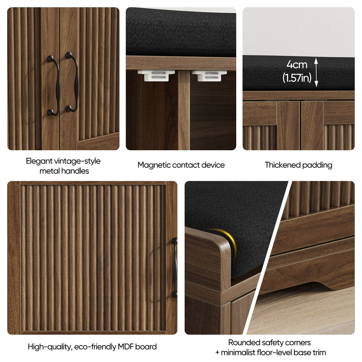 Entryway Shoe Bench With Double Doors