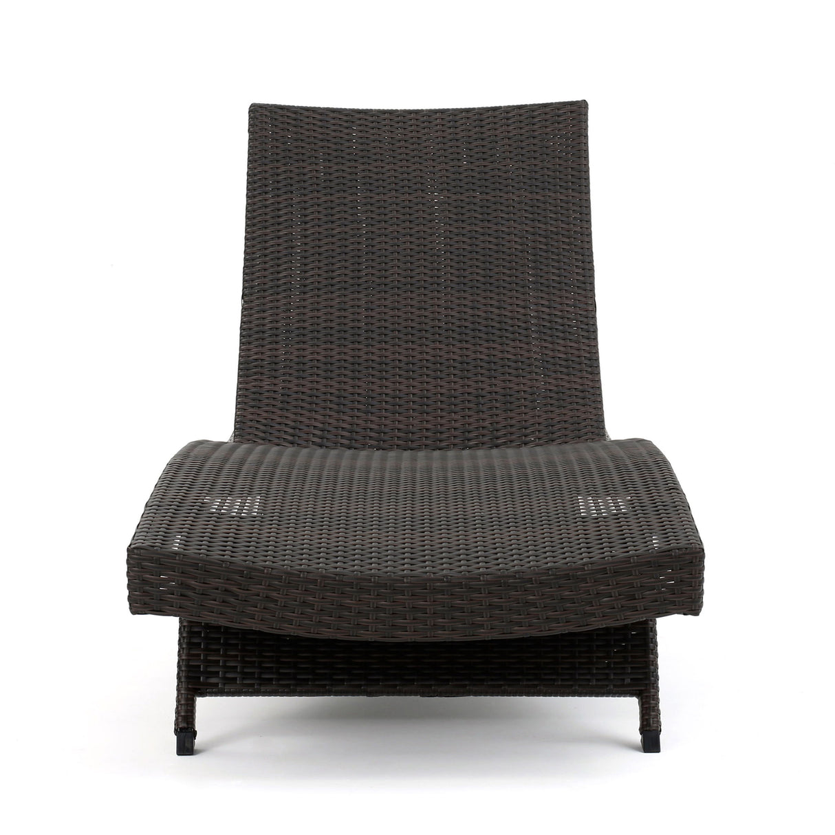Mysticism Outdoor Chaise Lounge With Adjustable Backrest And Foldable Legs - Brown Multi