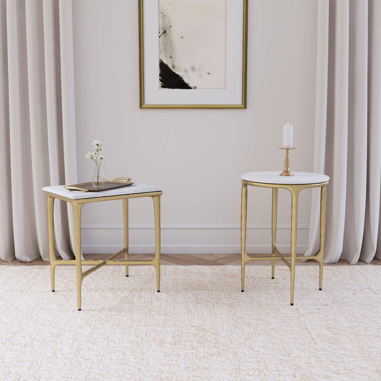 Prussia - Round Side Table - White Marble