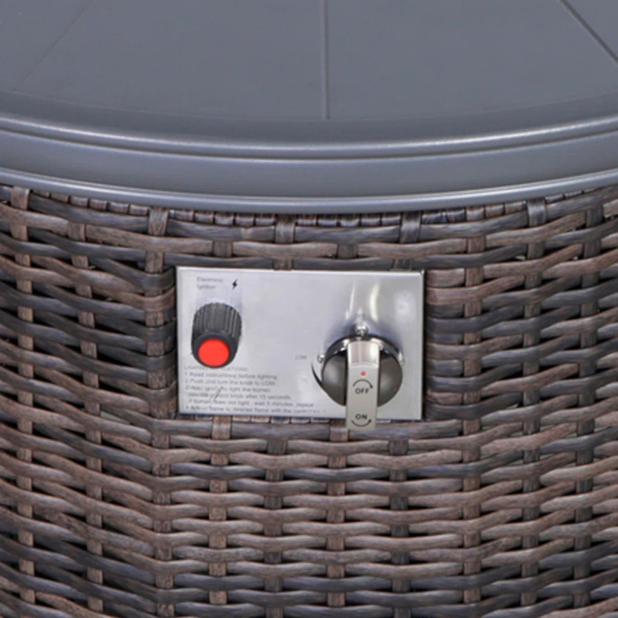 Outdoor Fire Pit Table Propane Heater Wicker 32x25in
