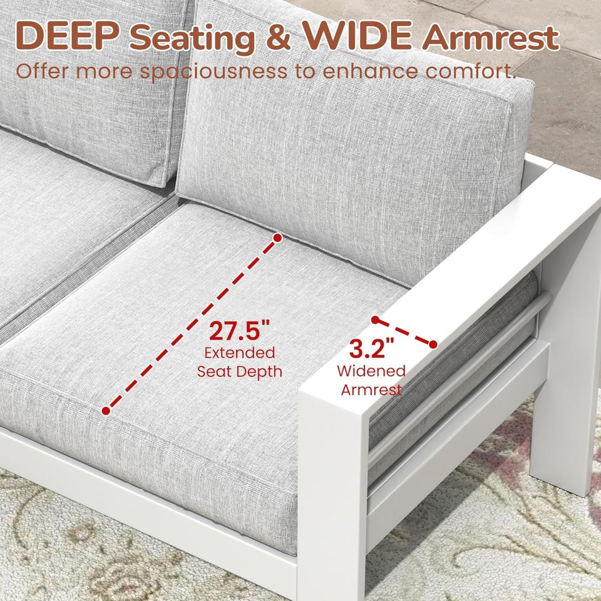 Patio All-Weather Loveseat With Thick Cushions
