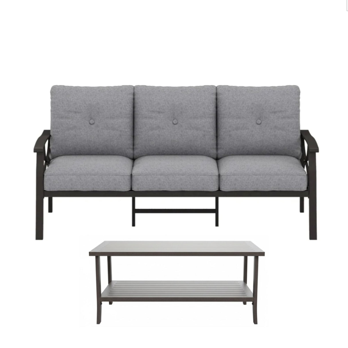 Patio Furniture Set, Coffee Table And Cushions For Backyard