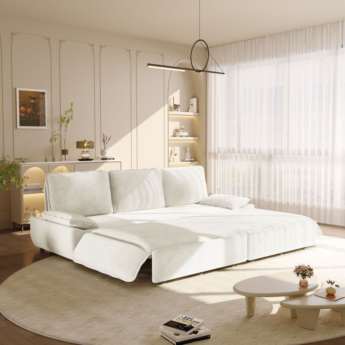 King Size Pull Out Sofa Bed, 3 In 1 Convertible Multifunctional