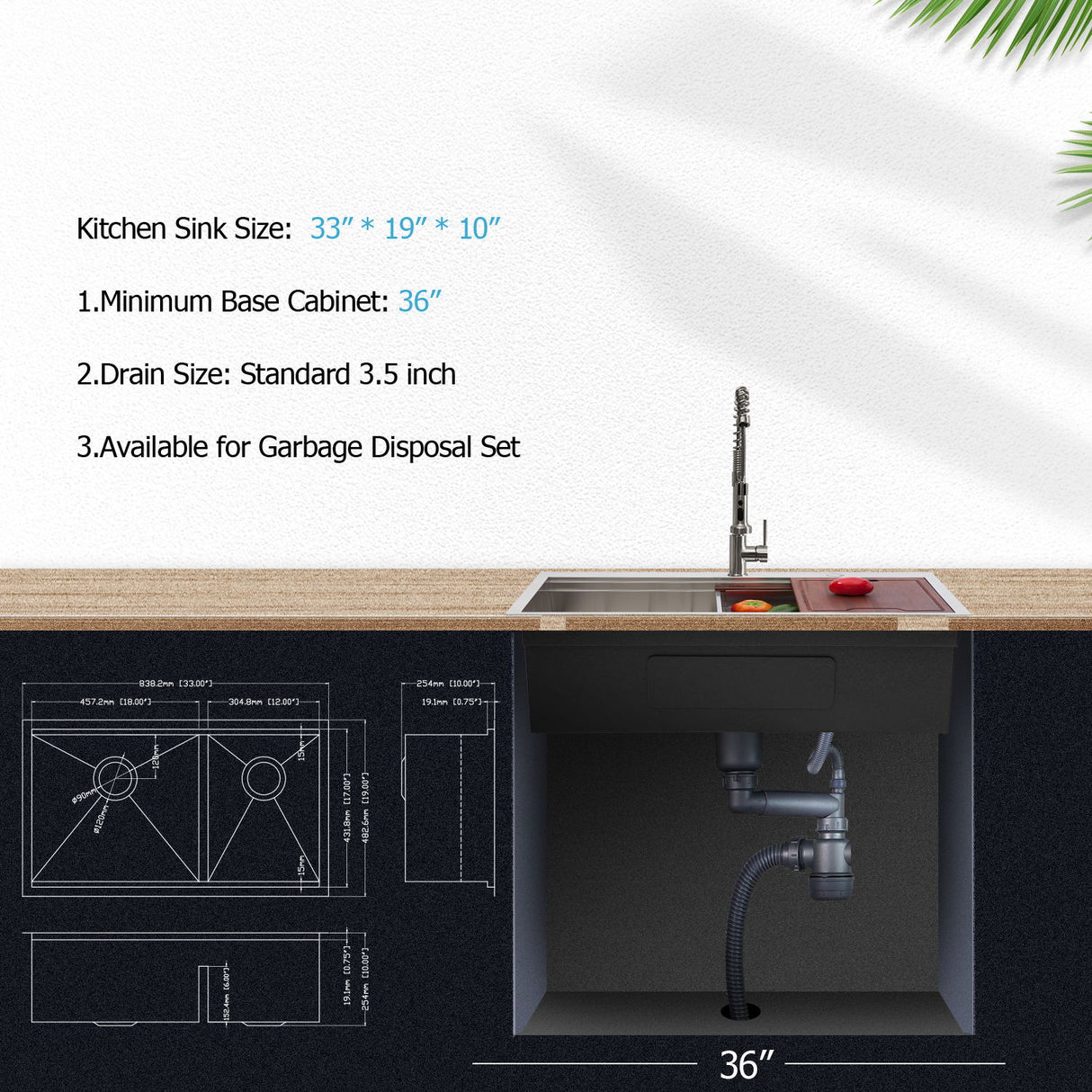 Modern Double Bowl Undermount Kitchen Sink 60 / 40 Split In Stainless Steel - White
