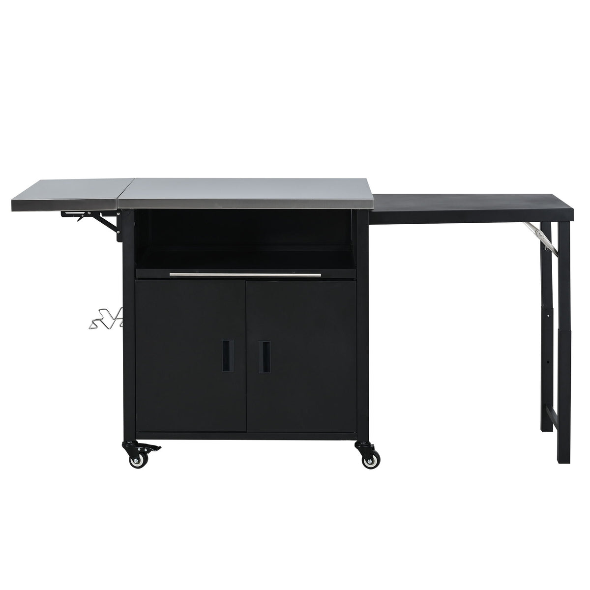 Foldable Outdoor Prep Station BBQ Cart With Trash Rack