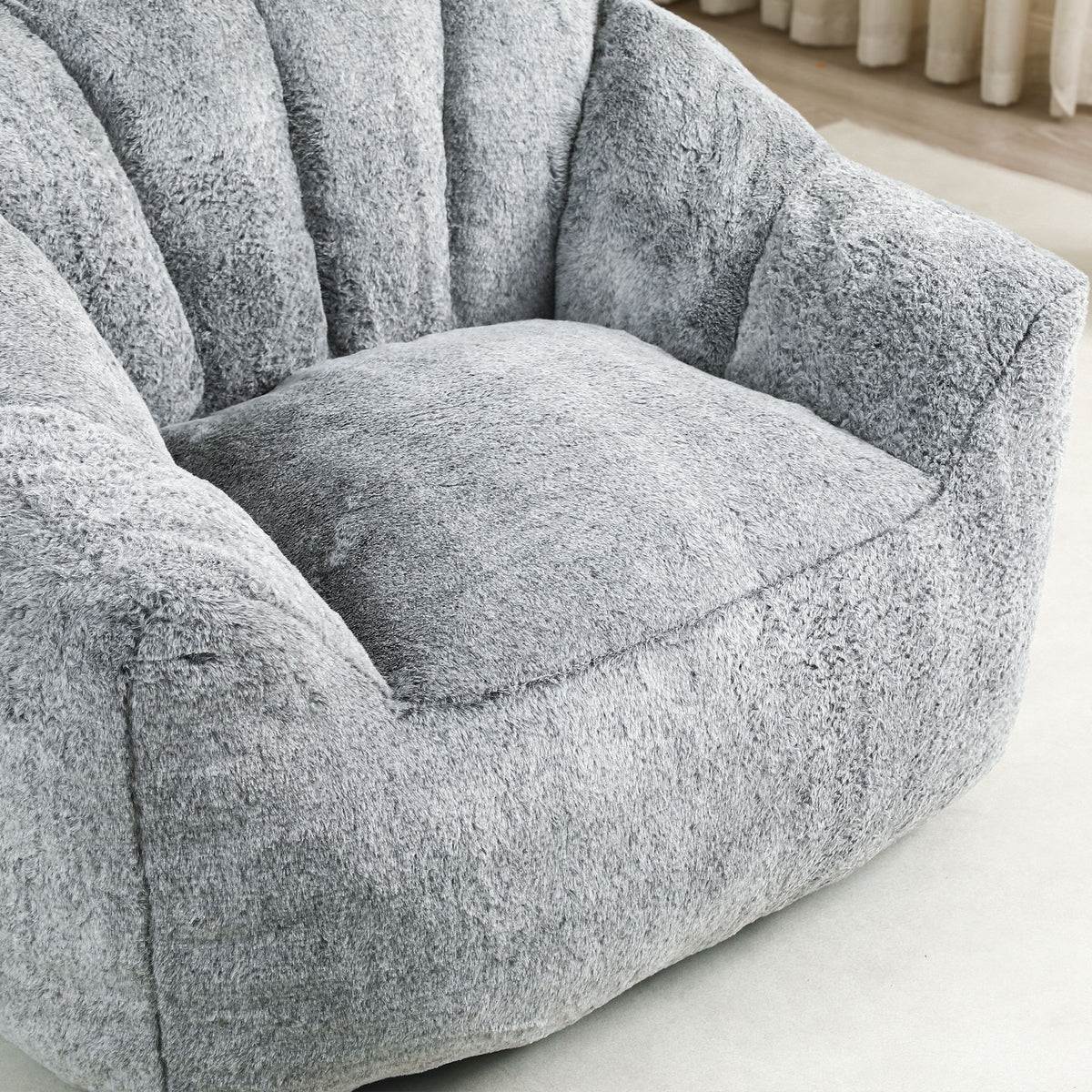 Beanbag Sofa Chair With Armrests Stuffed High Density Foam, Lazy Sofa Comfy Chairs Beanbag Chair For Adults In Living Room, Bedroom Reading - Dark Gray