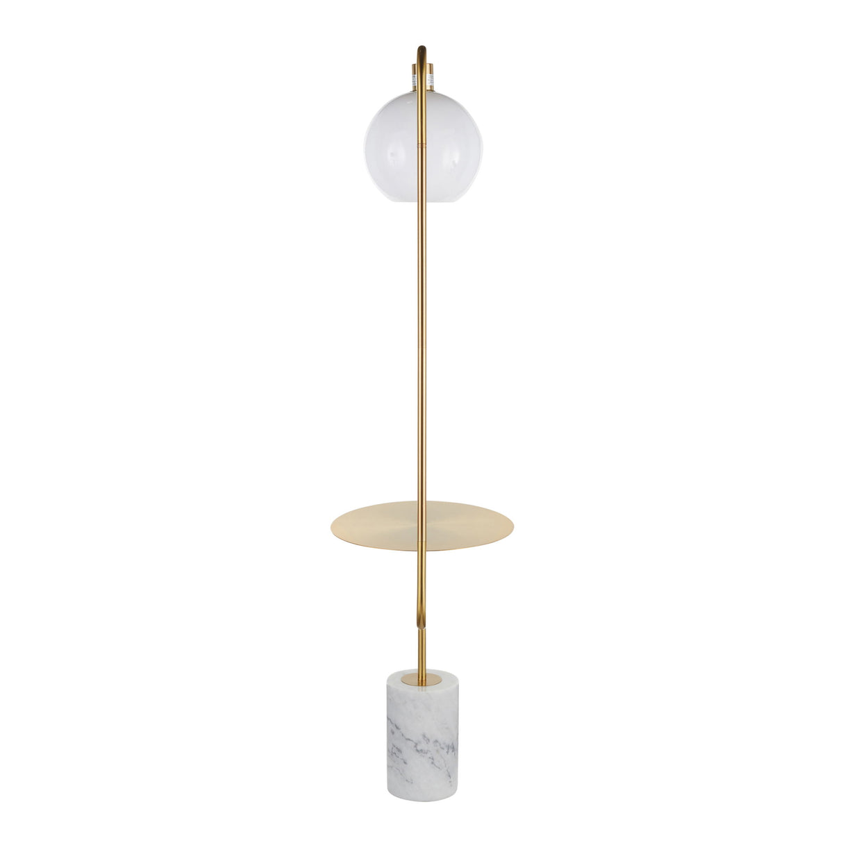 Symbol - Contemporary / Glam Floor Lamp Side Table - White Marble