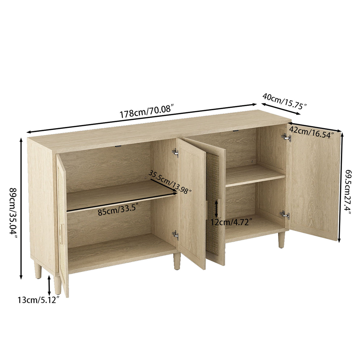 Buffet Cabinet With Adjustable Shelves For Kitchen