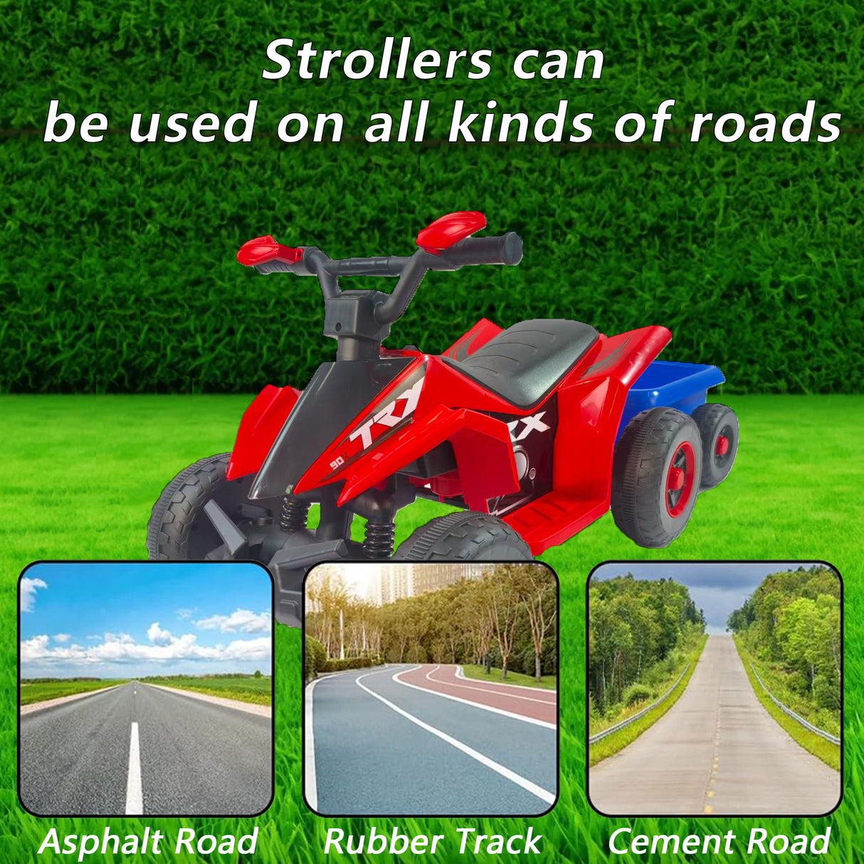 6V Kids Electric ATV With Headlights, Mp3, USB & Volume Control, 4 Wheel Ride-On Vehicle - Red