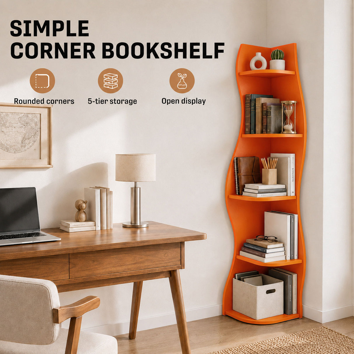 5 Tier S - Shaped Corner Shelf For Living Room