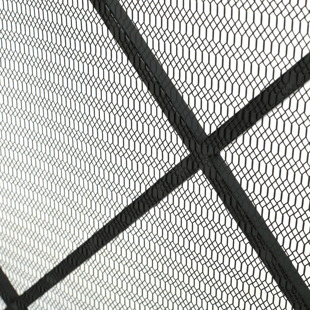 Minimalist Single Panel Iron Fireplace Screen With Diamond Design - Black